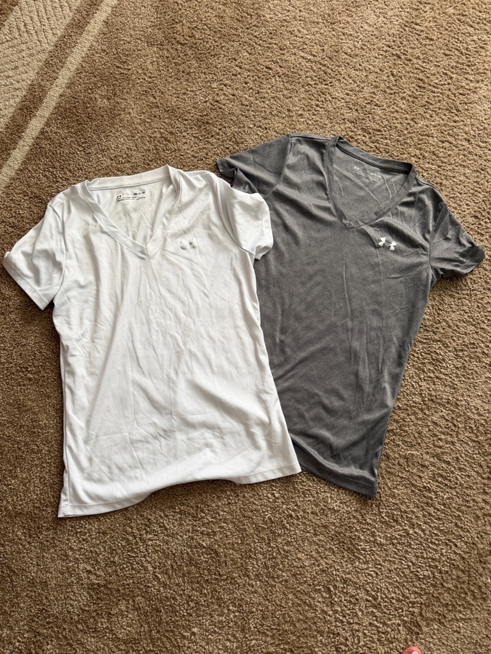 Under Armour Men’s V-Neck Performance Tees — White & Gray (2-Pack)